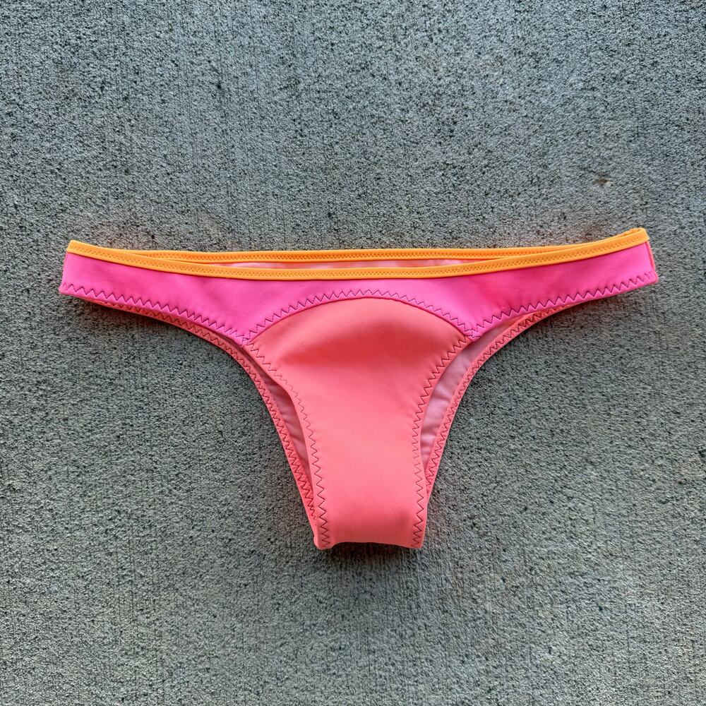 Victoria's Secret The Itsy Bikini Bottom Coral Pink Orange Colorblock SMALL